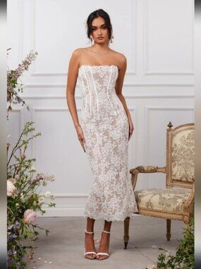 knee length dresses for ladies The Lily Dress in Blue Tapestry Rose 2 / Blue Tapestry Rose main image 1